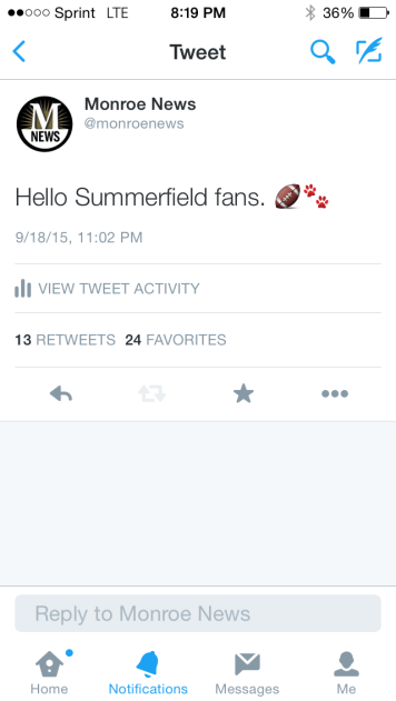 Tweet to Summerfield High School students